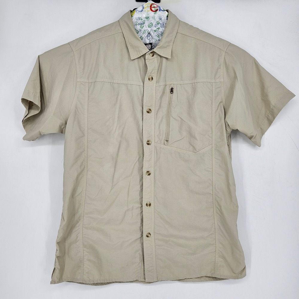 Exofficio Shirt Mens XXL Button Up Fishing Outdoors Tan Short‎ Sleeve Vented